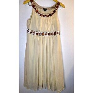 Vtg VOLL 100% Silk Midi Dress Sz L Sleeveless Rhinestone Feminine Fairy Y2K 90's